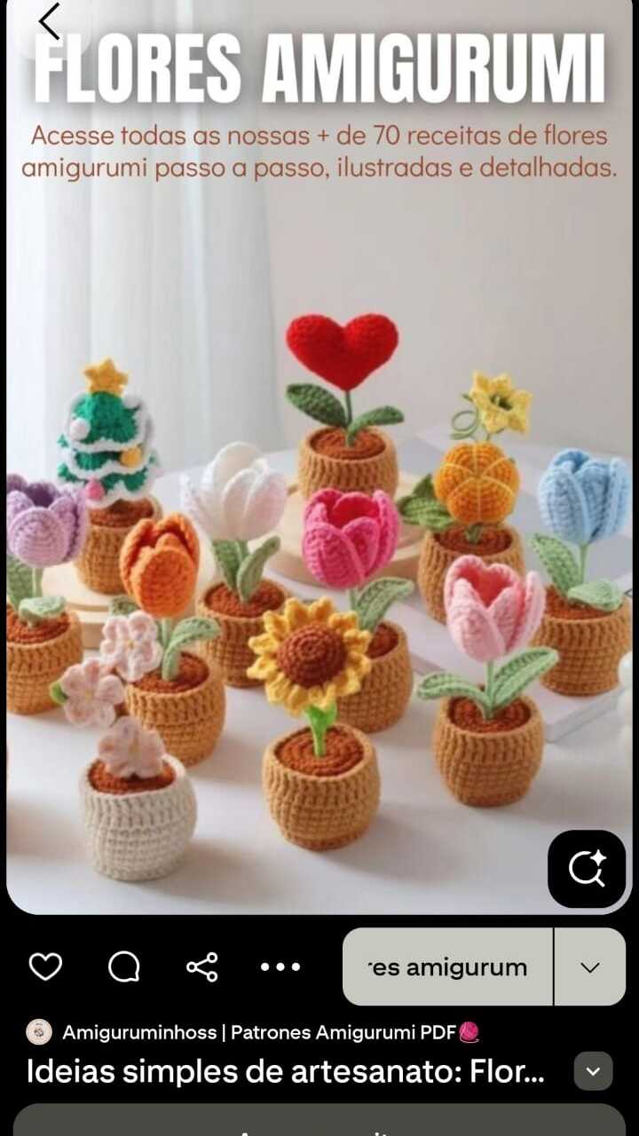 Colección de flores amigurumi en macetas