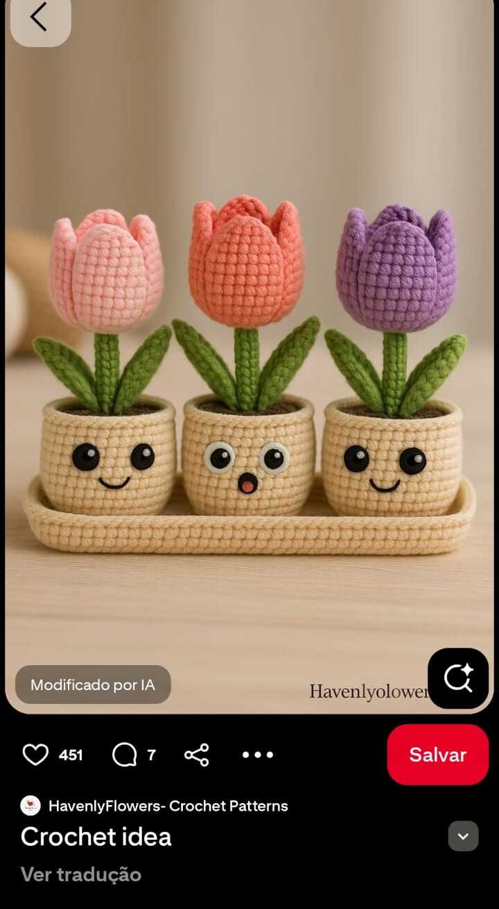Trío de tulipanes amigurumi pastel
